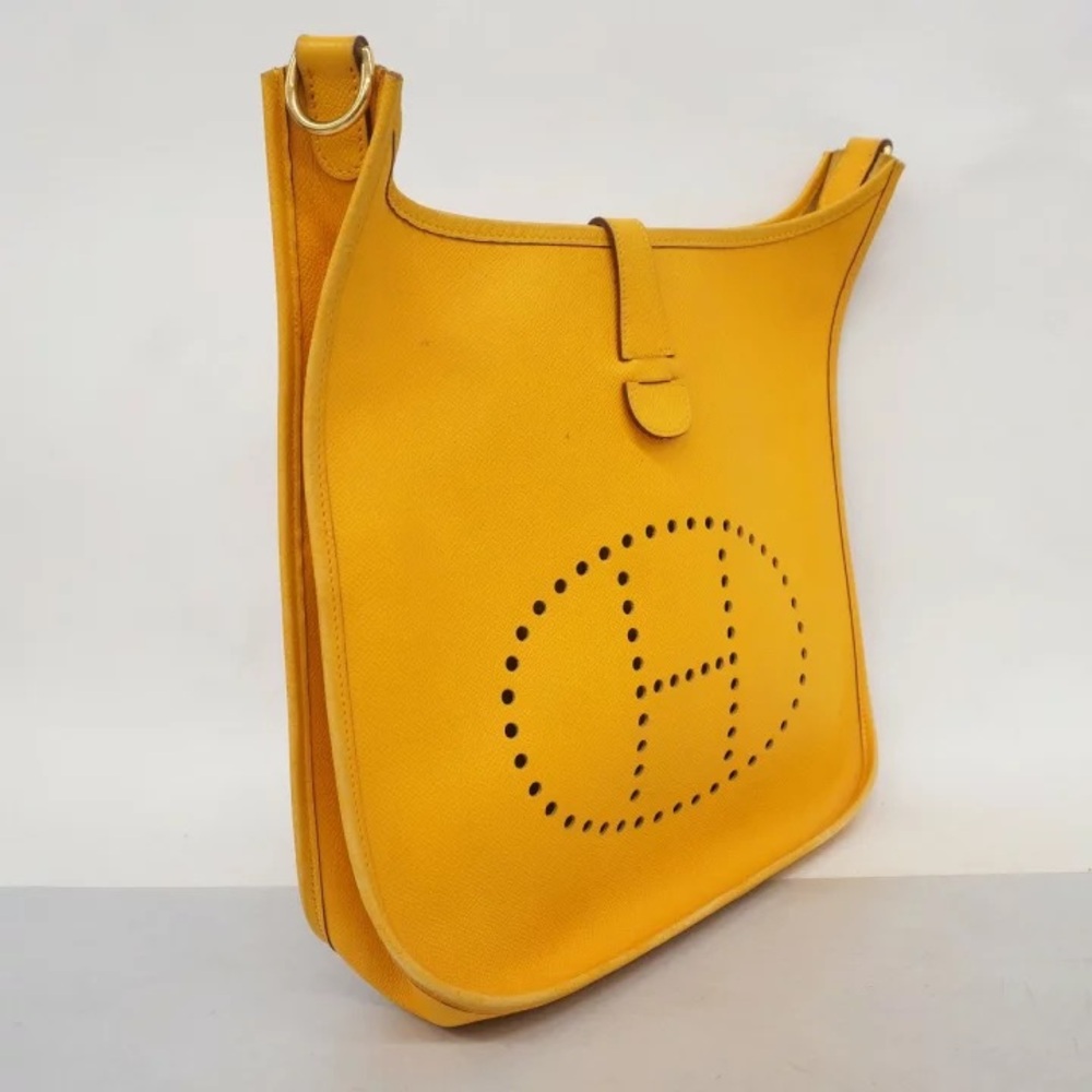 Authentic HERMES EVELYNE GM clemence Jaune Amber yellow crossbody bag - Picture 13 of 16